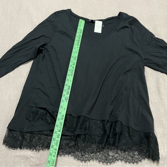 NWT Lane Bryant Black Long Sleeve Top Lace Trim Ruffles Business Plus Size 18/20 - Picture 5 of 7